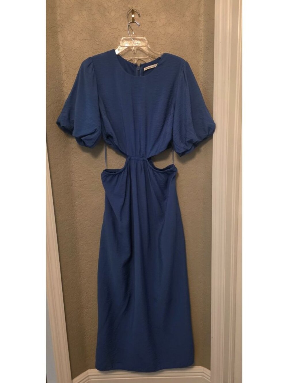 Abercrombie & Fitch Blue Puffed Sleeve Cut Out Maxi Dress M GUC